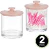imagemDesign Small Modern Apothecary Storage Organizer Canister Jars  Acrylic Containers for Bathroom Organization Holder for Vanity Counter Makeup Table Lumiere Collection 2 Pack ClearLight Pink