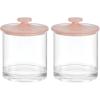 imagemDesign Small Modern Apothecary Storage Organizer Canister Jars  Acrylic Containers for Bathroom Organization Holder for Vanity Counter Makeup Table Lumiere Collection 2 Pack ClearLight Pink