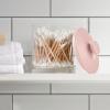 imagemDesign Small Modern Apothecary Storage Organizer Canister Jars  Acrylic Containers for Bathroom Organization Holder for Vanity Counter Makeup Table Lumiere Collection 2 Pack ClearLight Pink