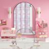 imagemDesign Small Modern Apothecary Storage Organizer Canister Jars  Acrylic Containers for Bathroom Organization Holder for Vanity Counter Makeup Table Lumiere Collection 2 Pack ClearLight Pink