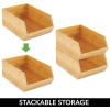 imagemDesign Stacking Bamboo Wooden Crate Box for FruitVegetable Kitchen Storage  OpenFront Bamboo Basket Box  Countertop Organiser Cube Bin  Fruit and Veg Storage  Formbu Collection  Natural Wood1