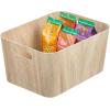 imagemDesign Wood Print Food Bin Box with Handles  Rustic Basket for Kitchen and Pantry Vegetable and Potato Storage  Perfect for Garlic Onions Fruit and More  16quot Long  4 Pack  White