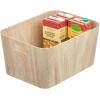 imagemDesign Wood Print Food Bin Box with Handles  Rustic Basket for Kitchen and Pantry Vegetable and Potato Storage  Perfect for Garlic Onions Fruit and More  16quot Long  4 Pack  White