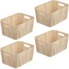 imagemDesign Wood Print Food Bin Box with Handles  Rustic Basket for Kitchen and Pantry Vegetable and Potato Storage  Perfect for Garlic Onions Fruit and More  16quot Long  4 Pack  White