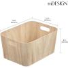 imagemDesign Wood Print Food Bin Box with Handles  Rustic Basket for Kitchen and Pantry Vegetable and Potato Storage  Perfect for Garlic Onions Fruit and More  16quot Long  4 Pack  White