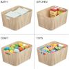 imagemDesign Wood Print Food Bin Box with Handles  Rustic Basket for Kitchen and Pantry Vegetable and Potato Storage  Perfect for Garlic Onions Fruit and More  16quot Long  4 Pack  White