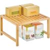 imagemDesign Wooden Stackable Storage Shelf  Food and Kitchen Organizer for Cabinet Pantry Shelves Countertop Cabinet  Echo Collection  2 Pack  Natural Bamboo
