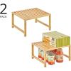 imagemDesign Wooden Stackable Storage Shelf  Food and Kitchen Organizer for Cabinet Pantry Shelves Countertop Cabinet  Echo Collection  2 Pack  Natural Bamboo