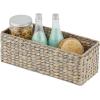 imagemDesign Woven Hyacinth Narrow Bathroom Toilet Roll Holder Storage Organizer Basket Bin  Rectangle Containers for Bathroom Toilet Tank  Hold 3 Rolls of Toilet Paper  2 Pack  Gray