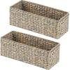 imagemDesign Woven Hyacinth Narrow Bathroom Toilet Roll Holder Storage Organizer Basket Bin  Rectangle Containers for Bathroom Toilet Tank  Hold 3 Rolls of Toilet Paper  2 Pack  Gray