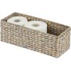 imagemDesign Woven Hyacinth Narrow Bathroom Toilet Roll Holder Storage Organizer Basket Bin  Rectangle Containers for Bathroom Toilet Tank  Hold 3 Rolls of Toilet Paper  2 Pack  Gray