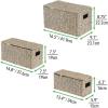 imagemDesign Woven Water Hyacinth Rectangle Storage Organizer Basket Bin with Topper Lid and Handles  Natural Farmhouse Holder Containers for Closet Bedroom Bathroom Office  Set of 3  Gray