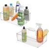 imagemDesign Large Plastic Divided Portable Storage Organizer Caddy Tote Basket Bin with Handle for Kitchen Pantry Countertop Cabinet Cupboard Ligne Collection 2 Pack Clear