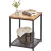 imagemDesign Metal Square Side Table Organizer with Steel Shelf  2Tier  Use in Bathroom Kitchen Entryway Hallway Mudroom Bedroom Laundry Room  BlackNordic Walnut
