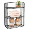 imagemDesign Metal Wire 3Tier Hanging Shelf for Bathroom Storage Wall Mounted Decorative Shelves Floating Metal Bathroom Shelf Basket Bathroom Wall Shelving Concerto Collection Black