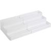 imagemDesign Plastic Expandable 3Tier Shelf Rack Organizer  Storage for Bathroom Vanity Cabinet Cupboard Drawer  Holds Medicine Vitamins Supplements Cosmetics  Ligne Collection  White