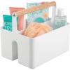 imagemDesign Plastic Portable Shower Caddy Divided Basket Bin Storage Organizer with Bamboo Handle for Bathroom Dorm Shelf ampamp Cabinet Holds Shampoo Conditioner  Aura Collection WhiteNaturalWhiteNatural