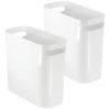imagemDesign Plastic Small Trash Can 15 Gallon57Liter Wastebasket Narrow Garbage Bin Handles for Bathroom Laundry Home Office  Holds Waste Recycling 10quot High Aura Collection 2 Pack White