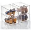imagemDesign Plastic Stackable Closet Storage Organizer Bins with Pull Out Drawer for Cabinet Desk Shelf Cupboard or Dresser Organization  Lumiere Collection  4 Pack  Clear