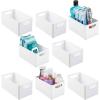 imagemDesign Plastic Storage Organizer Wide Container Bin with Handles for Bathroom Home Organization Holds Vitamins Supplements Makeup Styling Tools Ligne Collection 8 Pack White