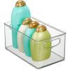 imagemDesign Plastic Storage Organizer Wide Container Bin with Handles for Bathroom Home Organization  Holds Vitamins Supplements Makeup Styling Tools  Ligne Collection  Clear