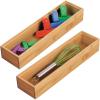 imagemDesign Slim Wooden Bamboo Drawer Organizer  12quot Long Stackable Storage Box Tray for Kitchen DrawersCabinet  Utensil Silverware Spatula Flatware Holder  Echo Collection 2 Pack Natural Wood7 6 cm x 30 5 cm x 5 1 cm