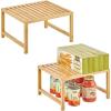 imagemDesign Wooden Stackable Storage Shelf  Food and Kitchen Organizer for Cabinet Pantry Shelves Countertop Cabinet  Echo Collection  2 Pack  Natural Bamboo