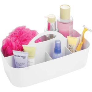 imagemDesign Bathroom Shower Caddy Tote for Shampoo Soap Razors  Medium White