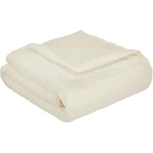 imagemDesign Big Soft Plush Faux Fur Blanket  Super Warm Fuzzy Luxury Polyester Throw Blankets for House  Bedroom Living Room Couch Office Ottoman or Dorm Room  White