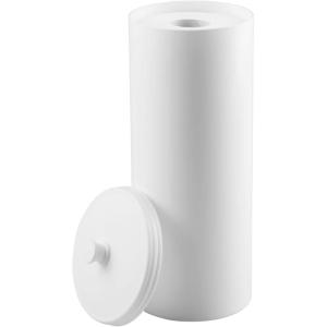 imagemDesign Free Standing Toilet Roll Holder  Plastic Stand for Bathroom  Space for 3 Rolls  White