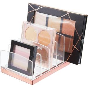imagemDesign Plastic Makeup Organizer for Bathroom Countertops Vanities Cabinets Cosmetics Storage Solution for  Eyeshadow Palettes Contour Kits  5 Sections  Lumiere Collection  ClearRose Gold