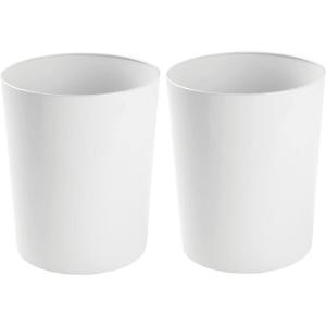 imagemDesign Round Metal Small 17 Gallon Recycle Trash Can Wastebasket Garbage Container Bin for Bathrooms Kitchen Bedroom Home Office  Durable Stainless Steel  Mirri Collection  2 Pack  White