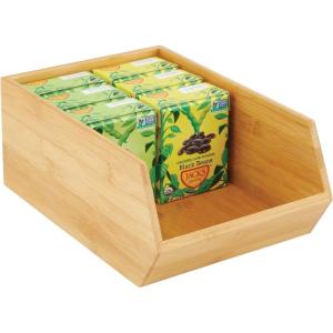 imagemDesign Stacking Bamboo Wooden Crate Box for FruitVegetable Kitchen Storage  OpenFront Bamboo Basket Box  Countertop Organiser Cube Bin  Fruit and Veg Storage  Formbu Collection  Natural Wood1
