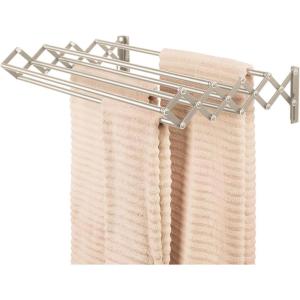 imagemDesign Steel Wall Mount Accordion Expandable Retractable Clothes Air Drying Rack  8 Bars for Hanging Garments  Mounted Organizer for LaundryUtility Room Bathroom Garage Bardo Collection BlackSatin