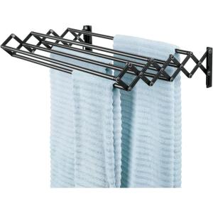 imagemDesign Steel Wall Mount Accordion Expandable Retractable Clothes Air Drying Rack  8 Bars for Hanging Garments  Mounted Organizer for LaundryUtility Room Bathroom Garage Bardo Collection BlackBlack