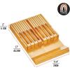 imagemDesign Bamboo InDrawer Knife Organizer Holder Storage Block for Kitchen 16Slot Cutlery Dock Insert Holds 8 Small Knives 8 Large Knives and Sharpener  Home Sort Collection  Natural