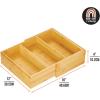 imagemDesign Bamboo Wood Expandable Deep Kitchen Drawer Organizer Tray Bin for Kitchen Organize Drawers Counters Shelves Holds Plasticware Lids Towels Utensils Home Sort Collection  Natural