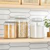 imagemDesign Extra Small Storage Glass Canister Airtight Metal Lid for Kitchen Pantry Counter Cabinet Container for Food Snacks Cooking or Baking Supplies Home Sort Collection 2 Pack ClearWhite