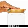 imagemDesign Glass Extra Large Storage Canister with Airtight Bamboo Lid for Kitchen Pantry Counter or Cabinet Holds Food Snacks Cooking Supplies Home Sort Collection 2 Pack ClearNatural
