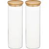 imagemDesign Glass Extra Large Storage Canister with Airtight Bamboo Lid for Kitchen Pantry Counter or Cabinet Holds Food Snacks Cooking Supplies Home Sort Collection 2 Pack ClearNatural