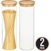 imagemDesign Glass Extra Large Storage Canister with Airtight Bamboo Lid for Kitchen Pantry Counter or Cabinet Holds Food Snacks Cooking Supplies Home Sort Collection 2 Pack ClearNatural