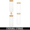 imagemDesign Glass Extra Large Storage Canister with Airtight Bamboo Lid for Kitchen Pantry Counter or Cabinet Holds Food Snacks Cooking Supplies Home Sort Collection 2 Pack ClearNatural