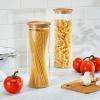 imagemDesign Glass Extra Large Storage Canister with Airtight Bamboo Lid for Kitchen Pantry Counter or Cabinet Holds Food Snacks Cooking Supplies Home Sort Collection 2 Pack ClearNatural