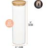 imagemDesign Glass Extra Large Storage Canister with Airtight Bamboo Lid for Kitchen Pantry Counter or Cabinet Holds Food Snacks Cooking Supplies Home Sort Collection 2 Pack ClearNatural