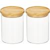 imagemDesign Glass Medium Storage Canister wAirtight Bamboo Lid for Kitchen Pantry Counter Cabinet Holds Food Snacks Cooking or Baking Supplies Home Sort Collection 2 Pack ClearNatural