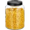 imagemDesign Medium Storage Glass Canister with Airtight Metal Lid for Kitchen Pantry Counter or Cabinet Container for Food Snacks Cooking or Baking Supplies Home Sort Collection  ClearBlack