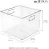 imagemDesign Plastic Modern Storage Organizer Bin Basket with Handles for Kitchen Organization  Shelf Cubby Cabinet and Closet Organizing Decor  Ligne Collection  Clear