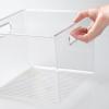 imagemDesign Plastic Modern Storage Organizer Bin Basket with Handles for Kitchen Organization  Shelf Cubby Cabinet and Closet Organizing Decor  Ligne Collection  Clear