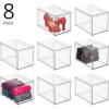 imagemDesign Plastic Stackable Closet Storage Organizer Bins with Pull Out Drawer for Cabinet Desk Shelf Cupboard or Dresser Organization  Lumiere Collection  8 Pack  Clear