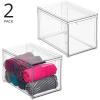 imagemDesign Plastic Stackable Closet Storage Organizer Bins with Pull Out Drawer for Cabinet Desk Shelf Cupboard or Dresser Organization  Lumiere Collection  2 Pack  Clear